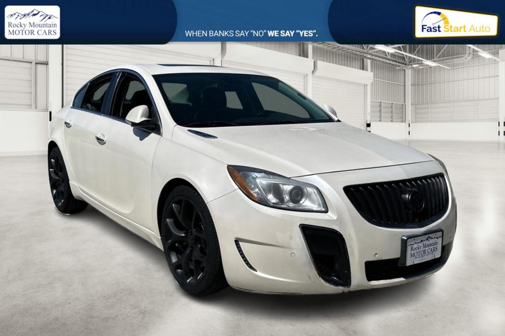 2012 White Buick Regal GS (2G4GV5GV1C9) with an 2.2L L4 DOHC 16V TURBO engine, Automatic, 6-Spd w/Overdrive and Shift Control transmission, located at 767 S State Road, Pleasant Grove, UT, 84062, (801) 785-1058, 40.354839, -111.736687 - Photo#0