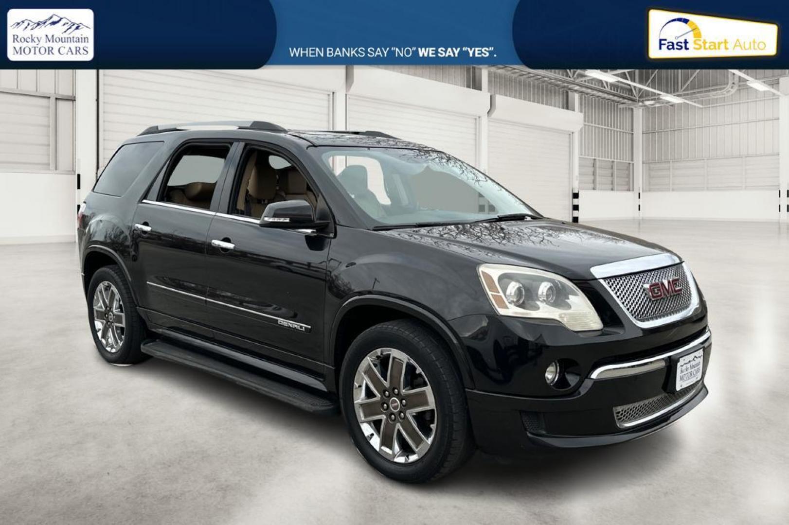 2012 Black GMC Acadia Denali FWD (1GKKRTED4CJ) with an 3.6L V6 DOHC 24V engine, 6-Speed Automatic transmission, located at 344 S Washington Blvd, Ogden, UT, 84404, (801) 399-1799, 41.255482, -111.970848 - Photo#0