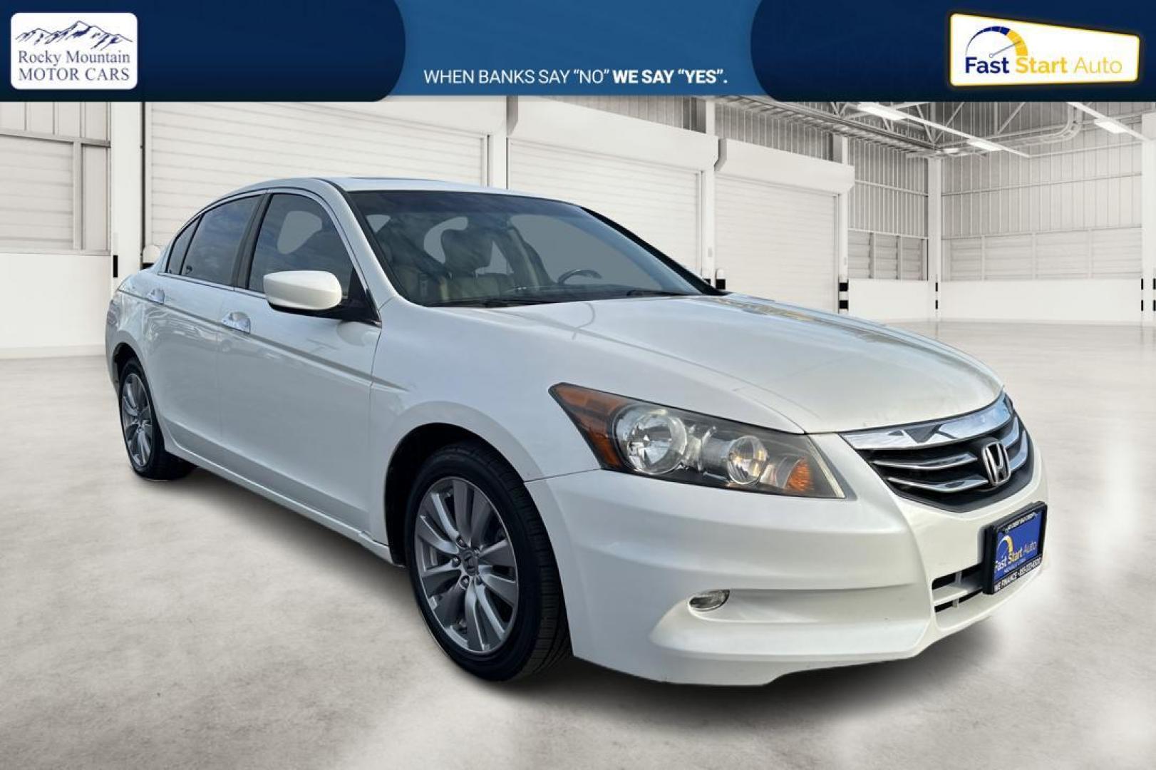 2012 White Honda Accord EX-L V6 Sedan AT (1HGCP3F88CA) with an 3.5L V6 SOHC 24V engine, 5-Speed Automatic transmission, located at 7755 State Street, Midvale, UT, 84047, (801) 753-9063, 40.610329, -111.890656 - Photo#0