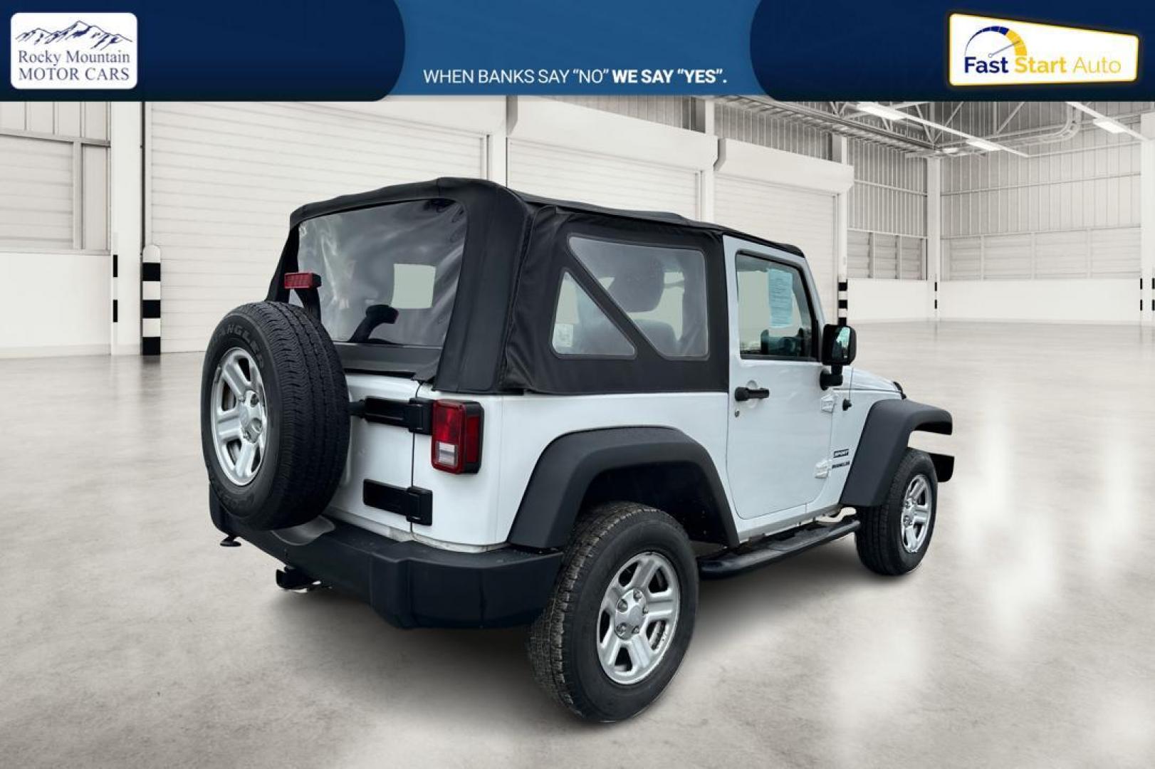 2012 White Jeep Wrangler Sport 4WD (1C4AJWAG0CL) with an 3.6L V6 DOHC 24V FFV engine, Automatic, 5-Spd transmission, located at 344 S Washington Blvd, Ogden, UT, 84404, (801) 399-1799, 41.255482, -111.970848 - Photo#2