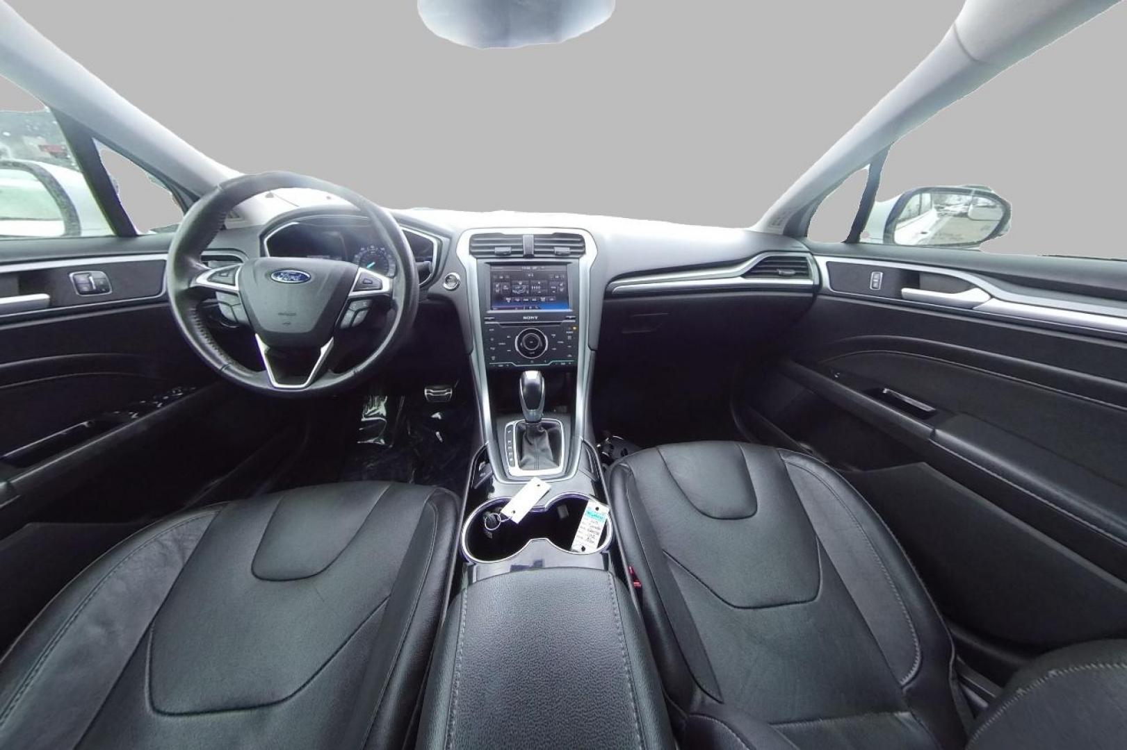 2014 White Ford Fusion Titanium (3FA6P0K93ER) with an 2.0L L4 DOHC 16V engine, Automatic, 6-Spd transmission, located at 7755 State Street, Midvale, UT, 84047, (801) 753-9063, 40.610329, -111.890656 - Photo#16