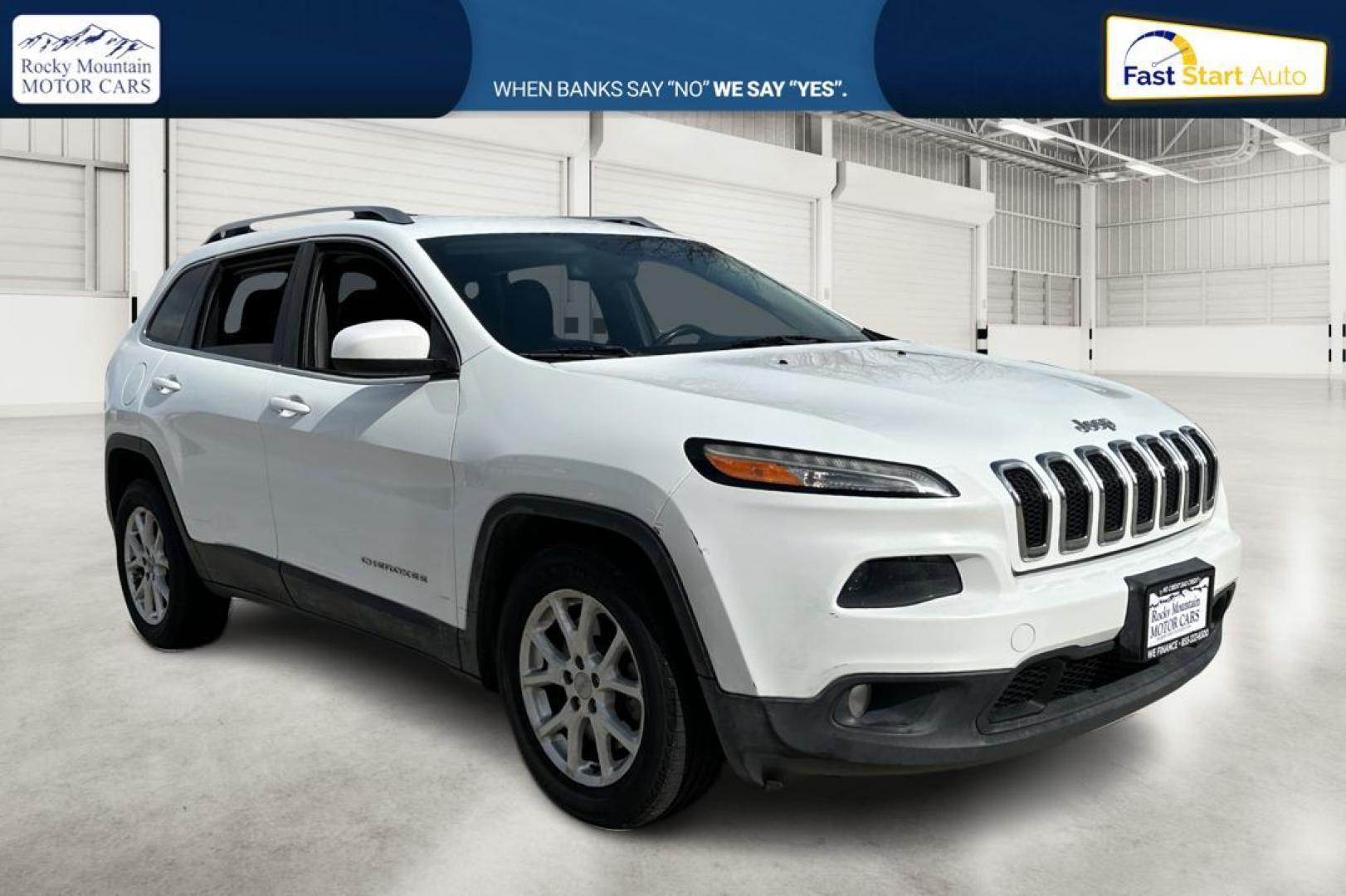2014 White Jeep Cherokee Latitude FWD (1C4PJLCB5EW) with an 2.4L L4 DOHC 16V engine, 9-Speed Automatic transmission, located at 7755 State Street, Midvale, UT, 84047, (801) 753-9063, 40.610329, -111.890656 - Photo#0