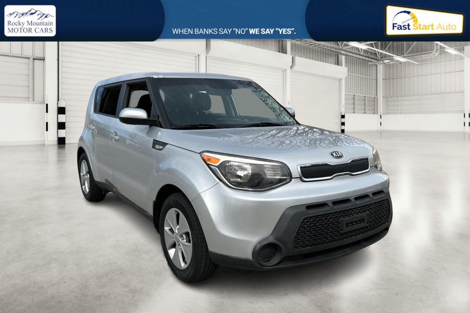 2014 Silver Kia Soul Base (KNDJN2A23E7) with an 1.6L L4 DOHC 16V engine, Automatic, 6-Spd transmission, located at 344 S Washington Blvd, Ogden, UT, 84404, (801) 399-1799, 41.255482, -111.970848 - Photo#0