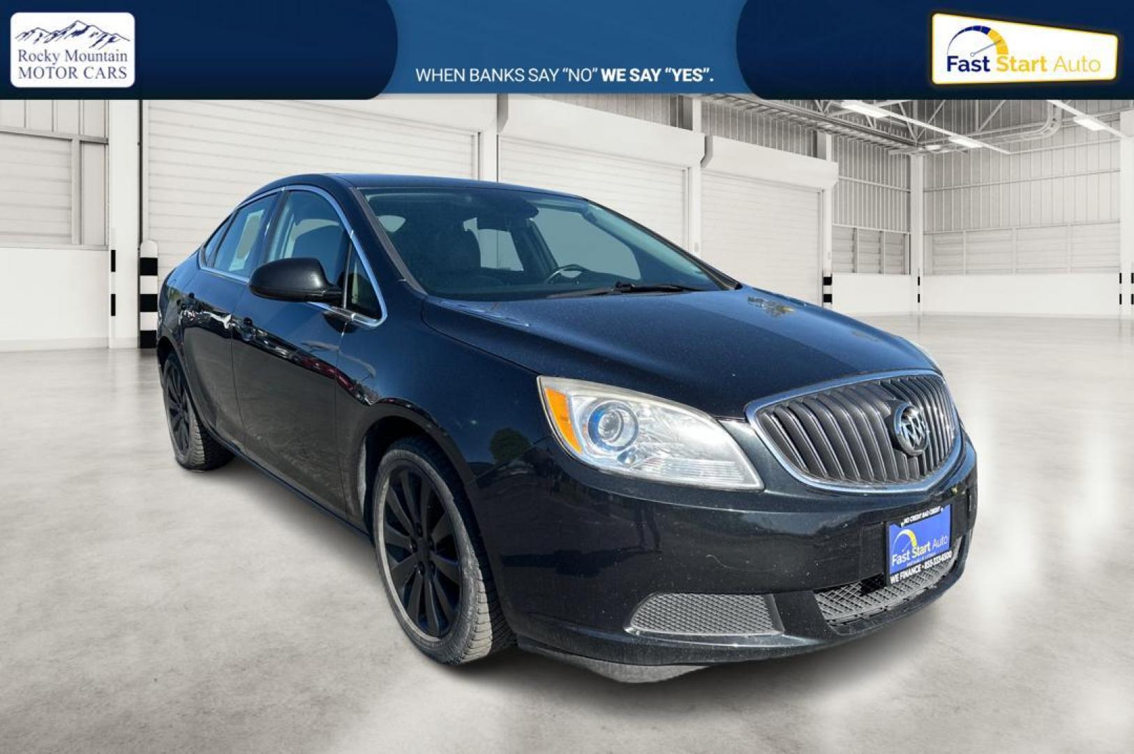 2015 Black Buick Verano Base (1G4PP5SK6F4) with an 2.4L L4 DOHC 16V FFV engine, 6-Speed Automatic transmission, located at 7755 State Street, Midvale, UT, 84047, (801) 753-9063, 40.610329, -111.890656 - Photo#0