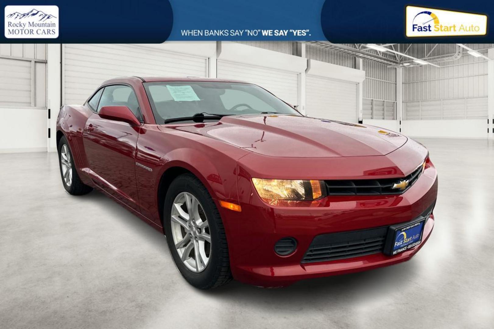 2015 Red Chevrolet Camaro 1LS Coupe (2G1FA1E33F9) with an 3.6L V6 DOHC 24V FFV engine, 6-Speed Manual transmission, located at 7755 State Street, Midvale, UT, 84047, (801) 753-9063, 40.610329, -111.890656 - Photo#0