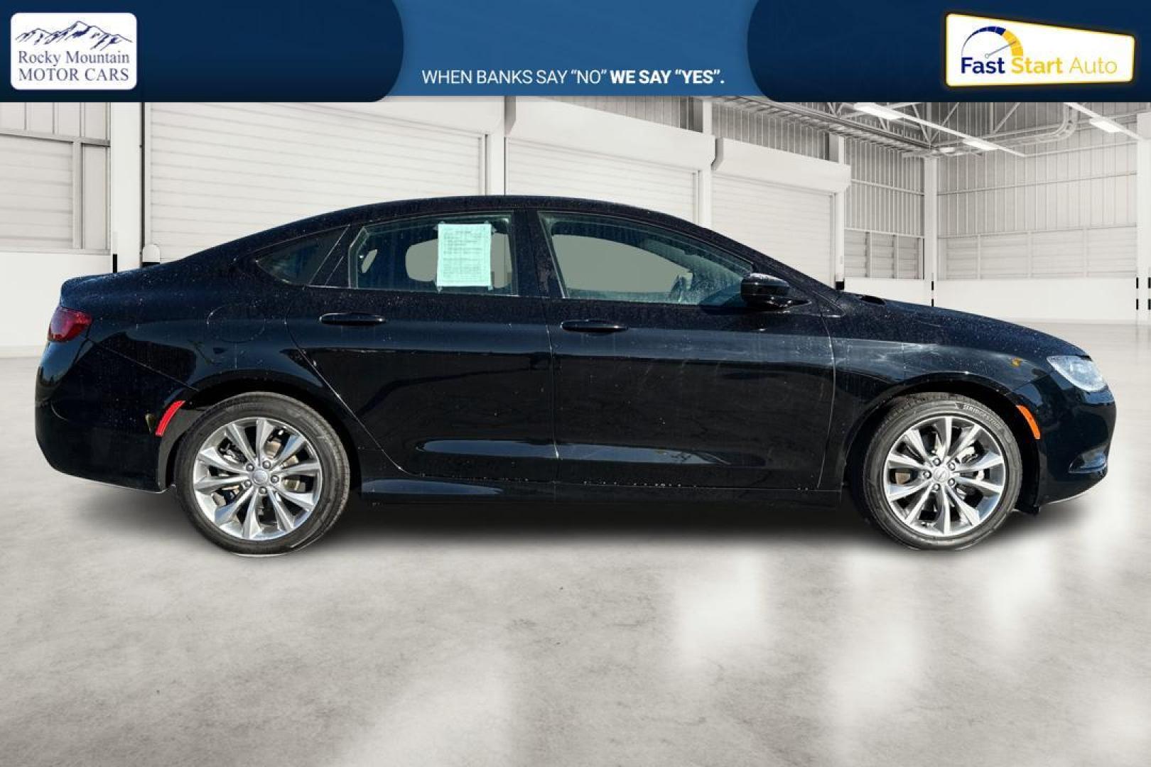 2015 Black Chrysler 200 S (1C3CCCBG6FN) with an 3.6L V6 DOHC 24V FFV engine, 9-Speed Automatic transmission, located at 7755 State Street, Midvale, UT, 84047, (801) 753-9063, 40.610329, -111.890656 - Photo#1