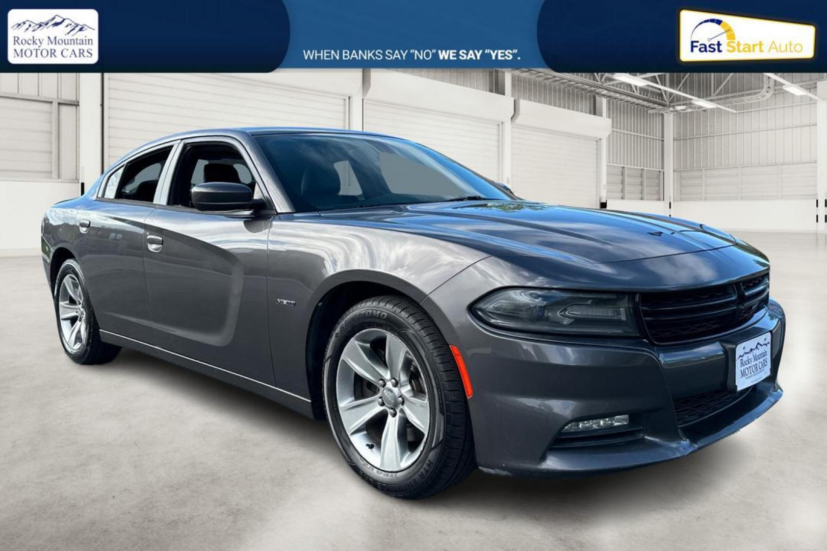 2015 Gray Dodge Charger R/T (2C3CDXCT0FH) with an 5.7L V8 OHV 16V engine, 8-Speed Automatic transmission, located at 7755 State Street, Midvale, UT, 84047, (801) 753-9063, 40.610329, -111.890656 - Photo#0