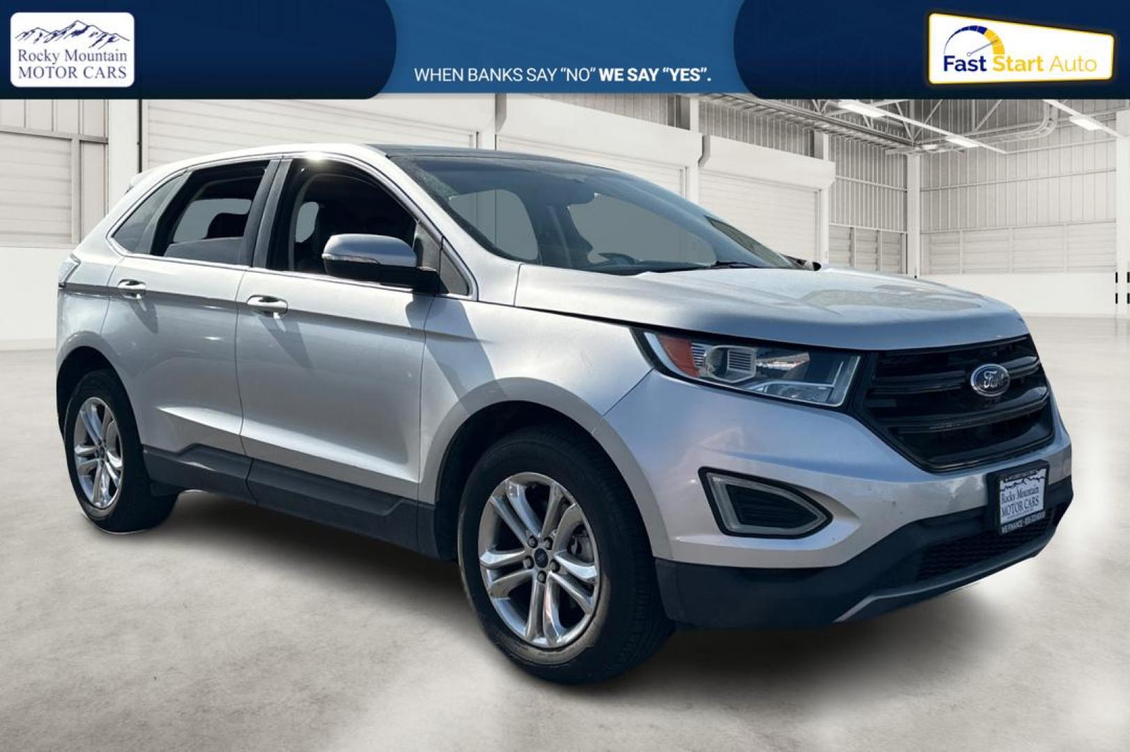 2015 Silver Ford Edge SEL FWD (2FMTK3J96FB) with an 2.0L L4 DOHC 16V engine, 6-Speed Automatic transmission, located at 767 S State Road, Pleasant Grove, UT, 84062, (801) 785-1058, 40.354839, -111.736687 - Photo#0