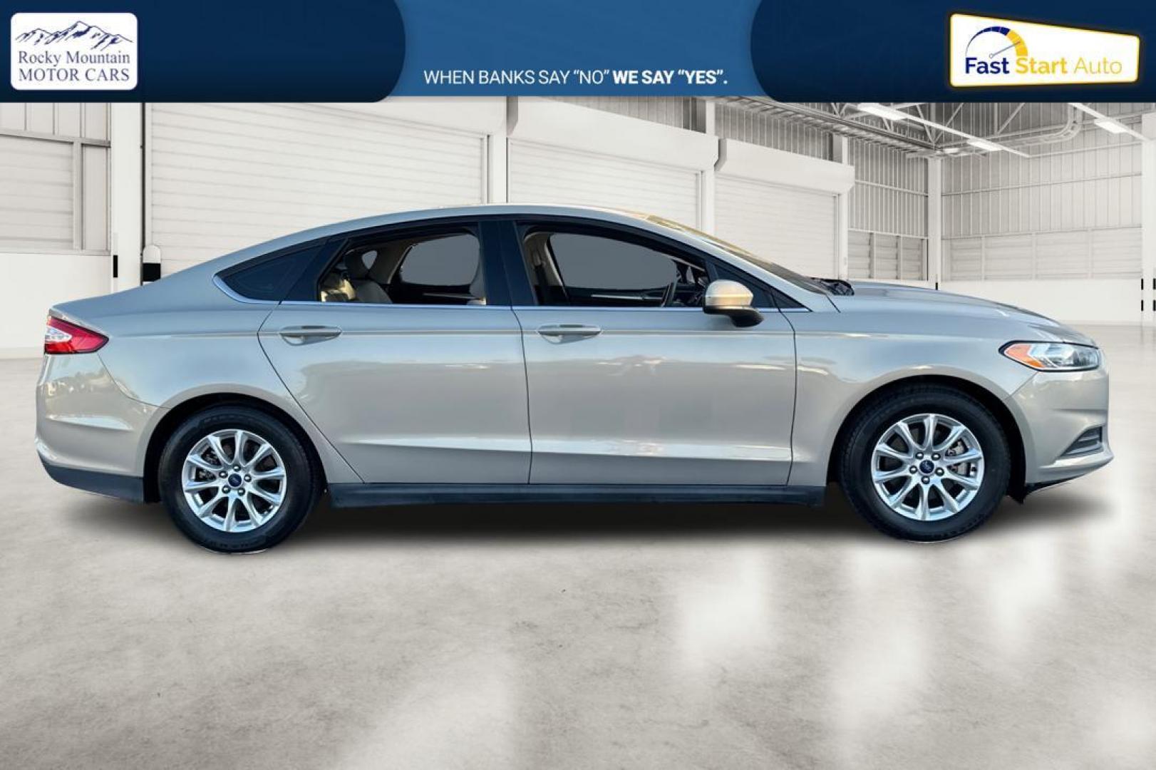2015 Gray Ford Fusion S (3FA6P0G77FR) with an 2.5L L4 DOHC 16V engine, Auto, 6-Spd w/SelShft transmission, located at 7755 State Street, Midvale, UT, 84047, (801) 753-9063, 40.610329, -111.890656 - Photo#1