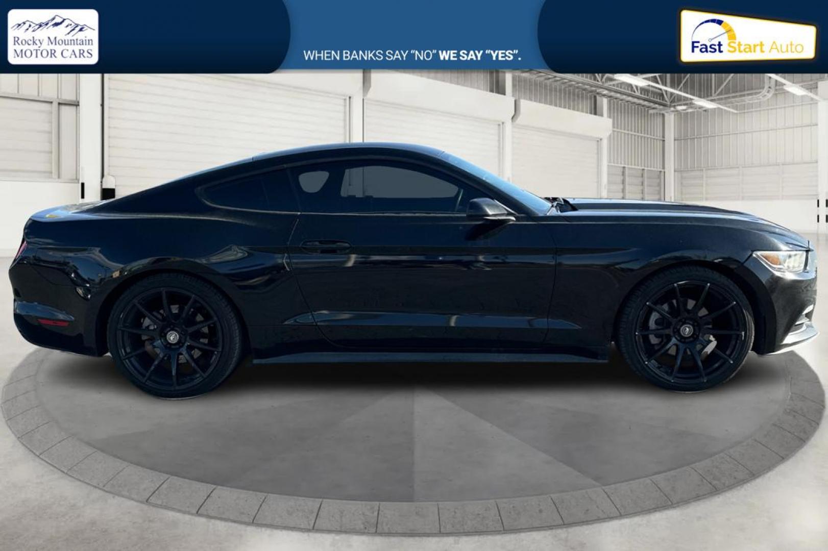2015 Black Ford Mustang V6 Coupe (1FA6P8AM7F5) with an 3.7L V6 DOHC 24V engine, Auto, 6-Spd SelectShift transmission, located at 767 S State Road, Pleasant Grove, UT, 84062, (801) 785-1058, 40.354839, -111.736687 - Photo#1