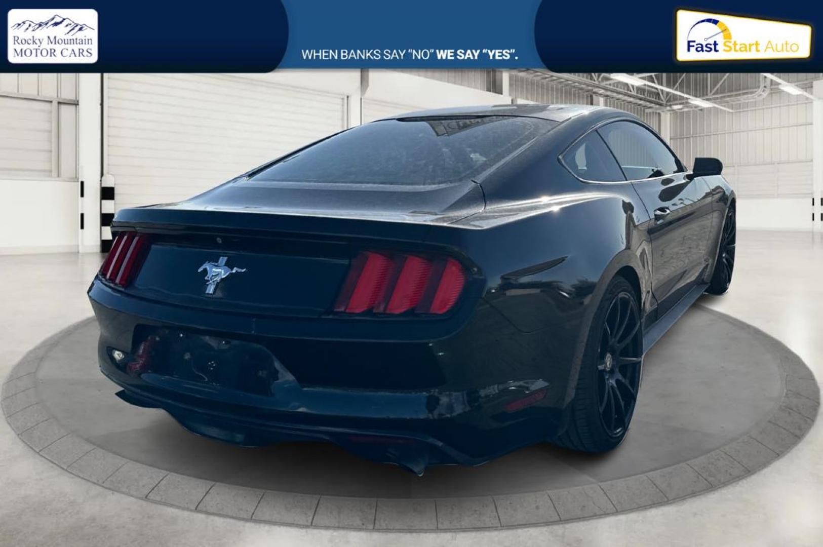 2015 Black Ford Mustang V6 Coupe (1FA6P8AM7F5) with an 3.7L V6 DOHC 24V engine, Auto, 6-Spd SelectShift transmission, located at 767 S State Road, Pleasant Grove, UT, 84062, (801) 785-1058, 40.354839, -111.736687 - Photo#2