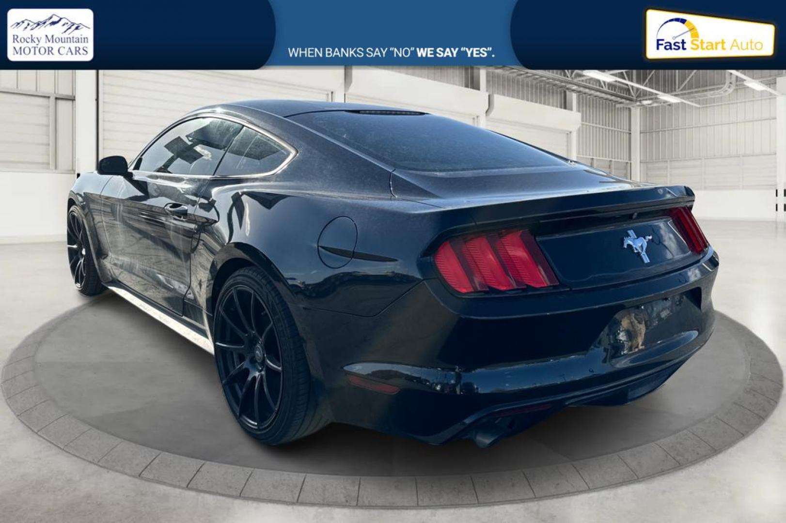 2015 Black Ford Mustang V6 Coupe (1FA6P8AM7F5) with an 3.7L V6 DOHC 24V engine, Auto, 6-Spd SelectShift transmission, located at 767 S State Road, Pleasant Grove, UT, 84062, (801) 785-1058, 40.354839, -111.736687 - Photo#4