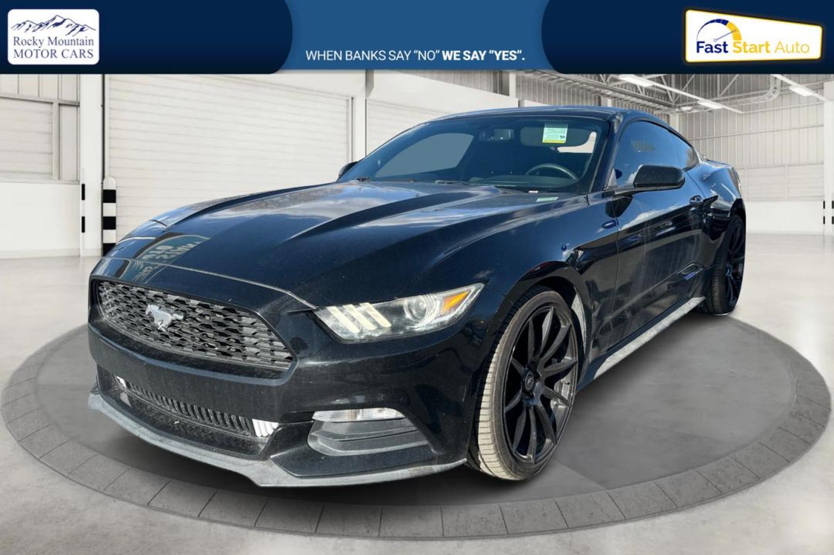 2015 Black Ford Mustang V6 Coupe (1FA6P8AM7F5) with an 3.7L V6 DOHC 24V engine, Auto, 6-Spd SelectShift transmission, located at 767 S State Road, Pleasant Grove, UT, 84062, (801) 785-1058, 40.354839, -111.736687 - Photo#6