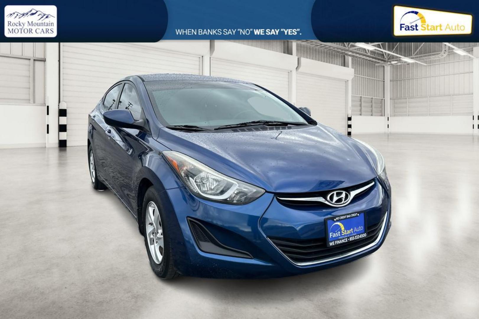 2015 Blue Hyundai Elantra Limited (5NPDH4AE3FH) with an 1.8L L4 DOHC 16V engine, 6-Speed Automatic transmission, located at 344 S Washington Blvd, Ogden, UT, 84404, (801) 399-1799, 41.255482, -111.970848 - Photo#0