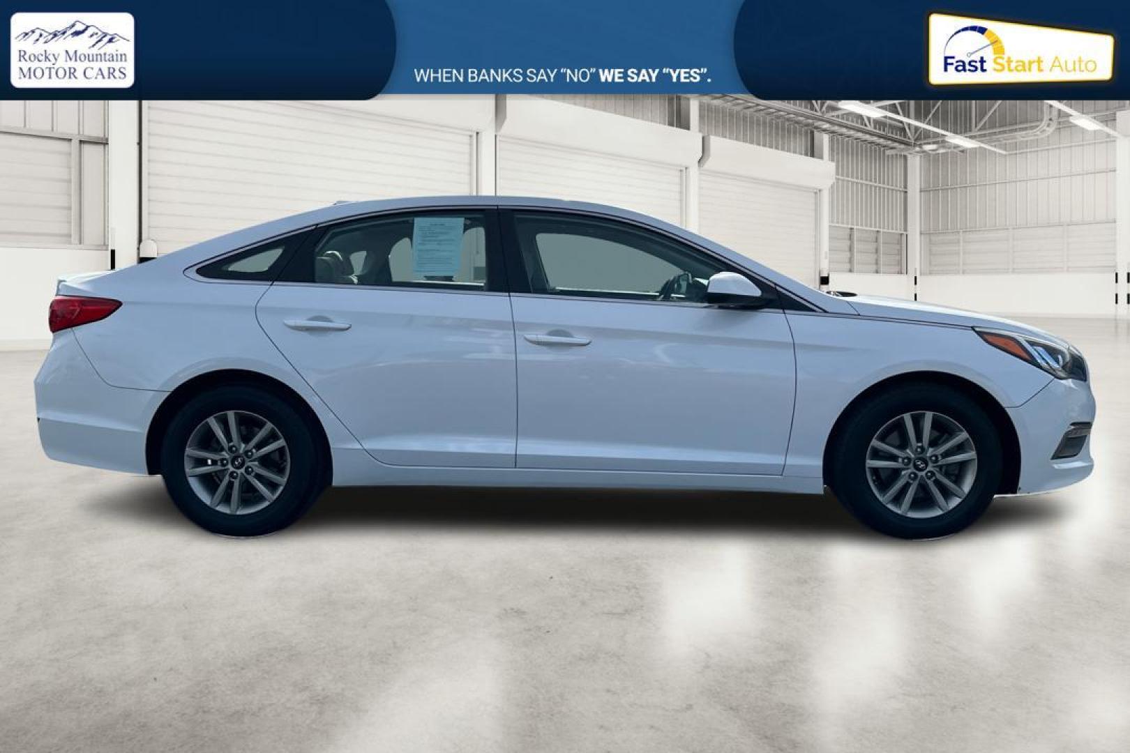 2015 White Hyundai Sonata ECO (5NPE24AF1FH) with an 1.6L L4 DOHC 16V engine, 7-Speed Automatic transmission, located at 7755 State Street, Midvale, UT, 84047, (801) 753-9063, 40.610329, -111.890656 - Photo#1