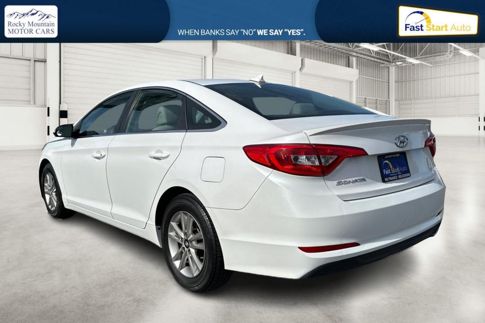 2015 White Hyundai Sonata ECO (5NPE24AF1FH) with an 1.6L L4 DOHC 16V engine, 7-Speed Automatic transmission, located at 7755 State Street, Midvale, UT, 84047, (801) 753-9063, 40.610329, -111.890656 - Photo#5
