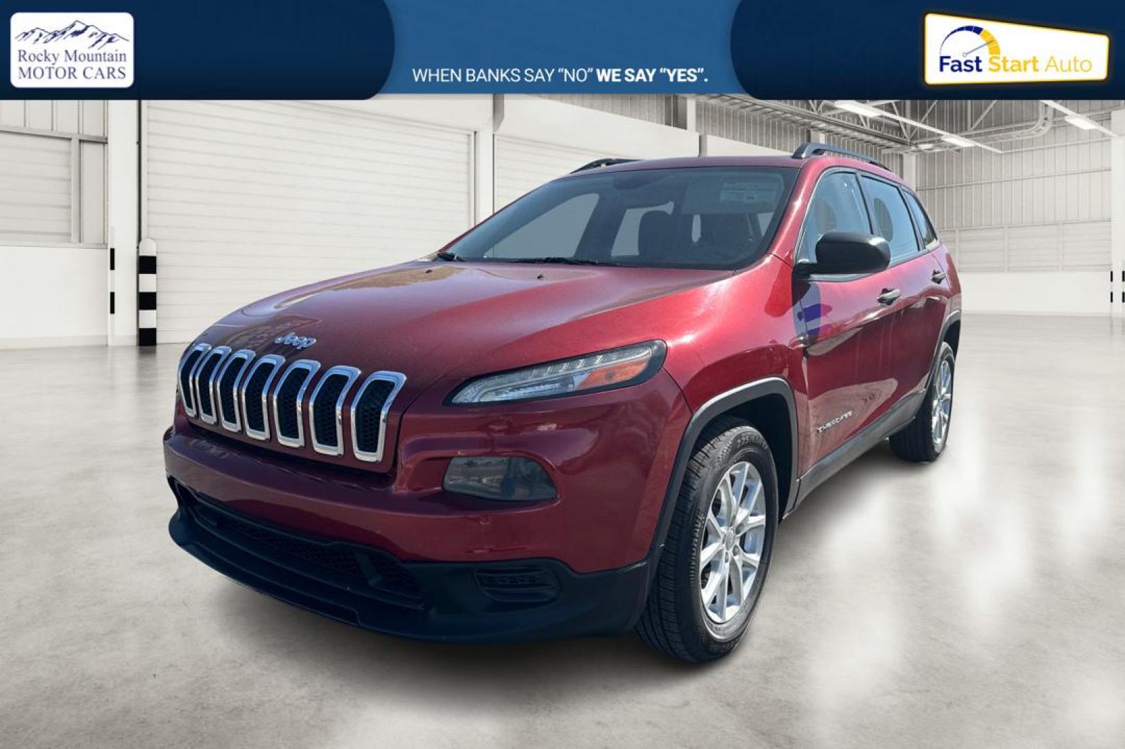 2015 Red Jeep Cherokee Sport FWD (1C4PJLAB8FW) with an 2.4L L4 DOHC 16V engine, 9-Speed Automatic transmission, located at 7755 State Street, Midvale, UT, 84047, (801) 753-9063, 40.610329, -111.890656 - Photo#8