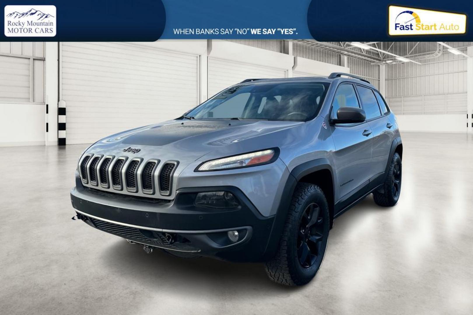 2015 Silver Jeep Cherokee Trailhawk 4WD (1C4PJMBS9FW) with an 3.2L V6 DOHC 24V engine, 9-Speed Automatic transmission, located at 7755 State Street, Midvale, UT, 84047, (801) 753-9063, 40.610329, -111.890656 - Photo#8