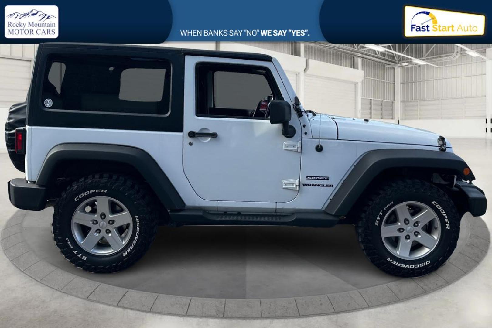 2015 White Jeep Wrangler Sport 4WD (1C4AJWAG2FL) with an 3.6L V6 DOHC 24V FFV engine, Automatic, 5-Spd transmission, located at 767 S State Road, Pleasant Grove, UT, 84062, (801) 785-1058, 40.354839, -111.736687 - Photo#1