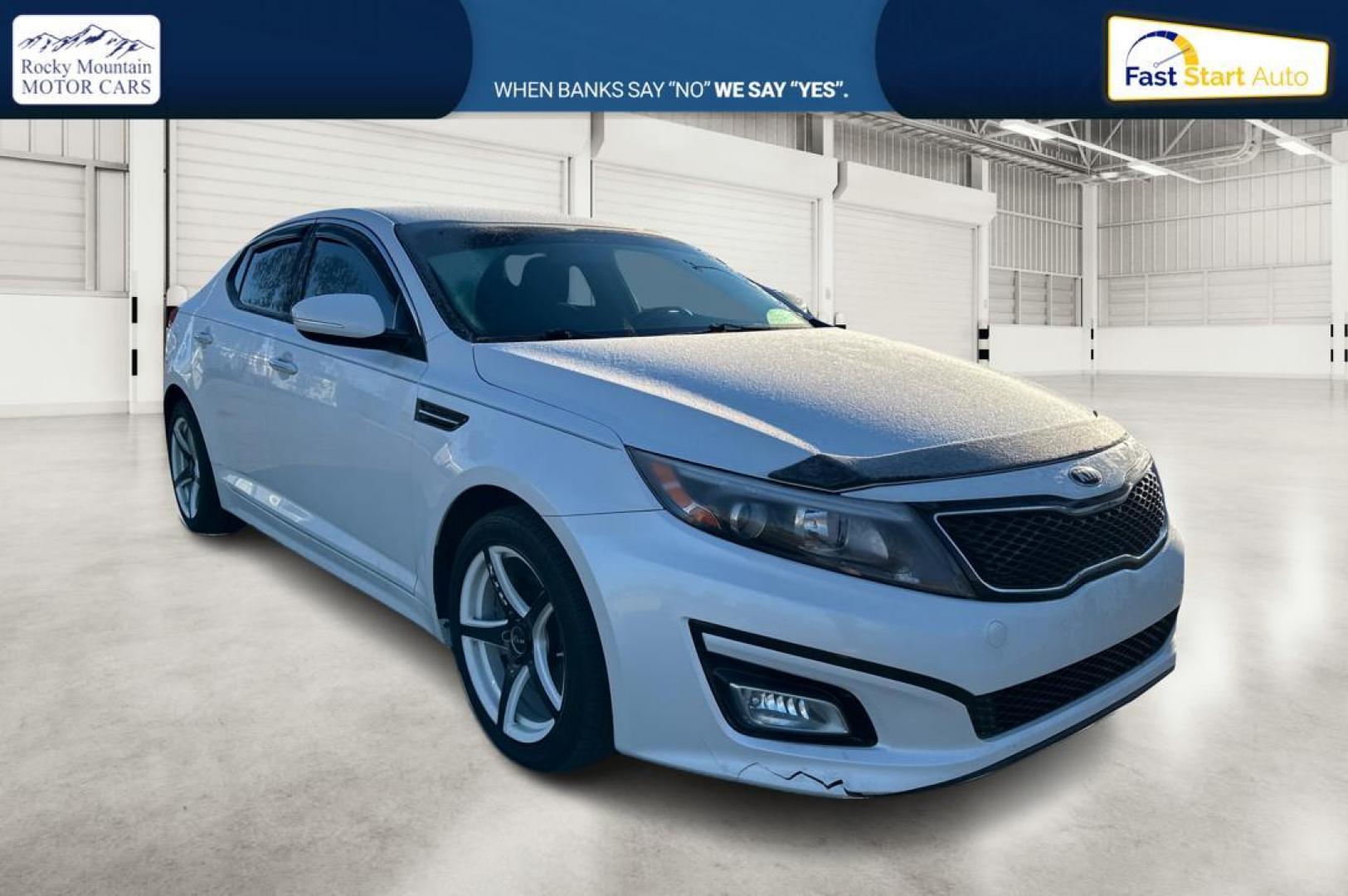 2015 White Kia Optima LX (KNAGM4A74F5) with an 2.4L L4 DOHC 16V engine, 6-Speed Automatic transmission, located at 7755 State Street, Midvale, UT, 84047, (801) 753-9063, 40.610329, -111.890656 - Photo#0