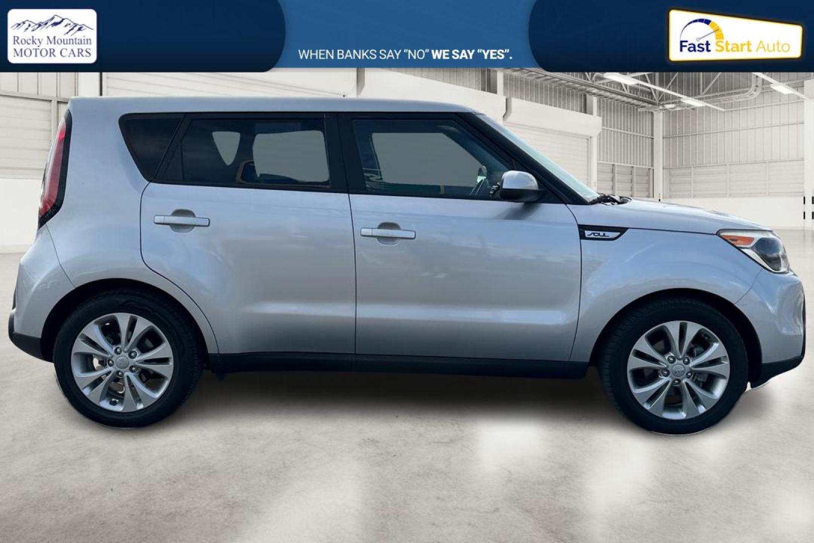 2015 Silver Kia Soul + (KNDJP3A58F7) with an 2.0L L4 DOHC 16V engine, 6-Speed Automatic transmission, located at 7755 State Street, Midvale, UT, 84047, (801) 753-9063, 40.610329, -111.890656 - Photo#1