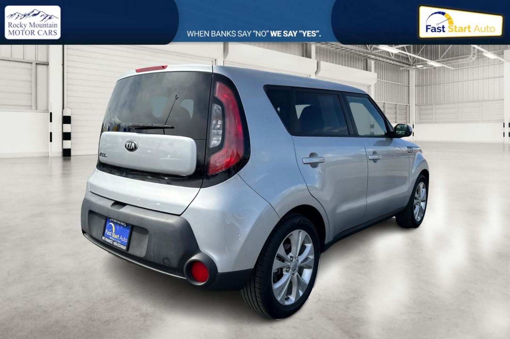 2015 Silver Kia Soul + (KNDJP3A58F7) with an 2.0L L4 DOHC 16V engine, 6-Speed Automatic transmission, located at 7755 State Street, Midvale, UT, 84047, (801) 753-9063, 40.610329, -111.890656 - Photo#2