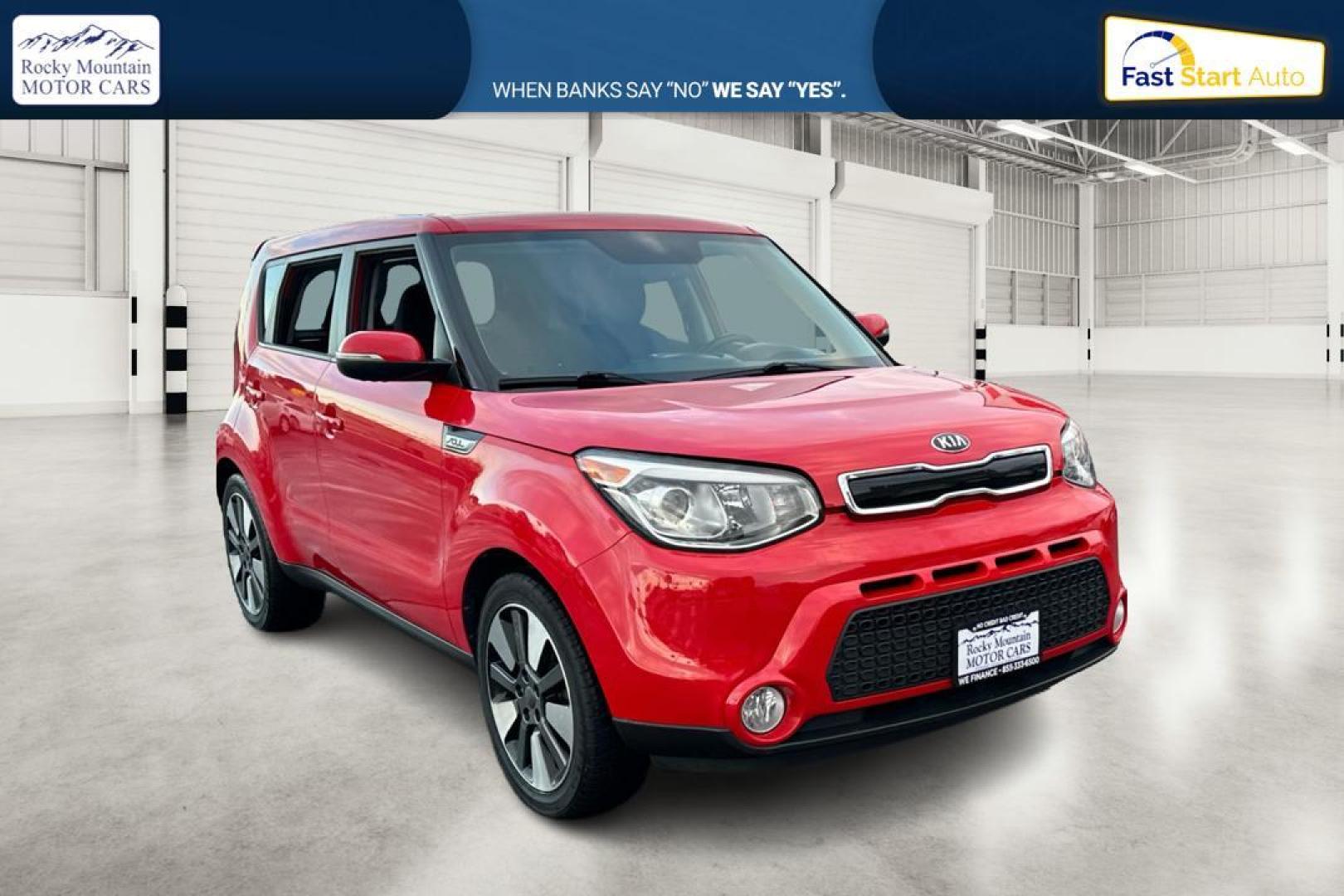 2015 Red Kia Soul ! (KNDJX3A50F7) with an 2.0L L4 DOHC 16V engine, 6-Speed Automatic transmission, located at 7755 State Street, Midvale, UT, 84047, (801) 753-9063, 40.610329, -111.890656 - Photo#0
