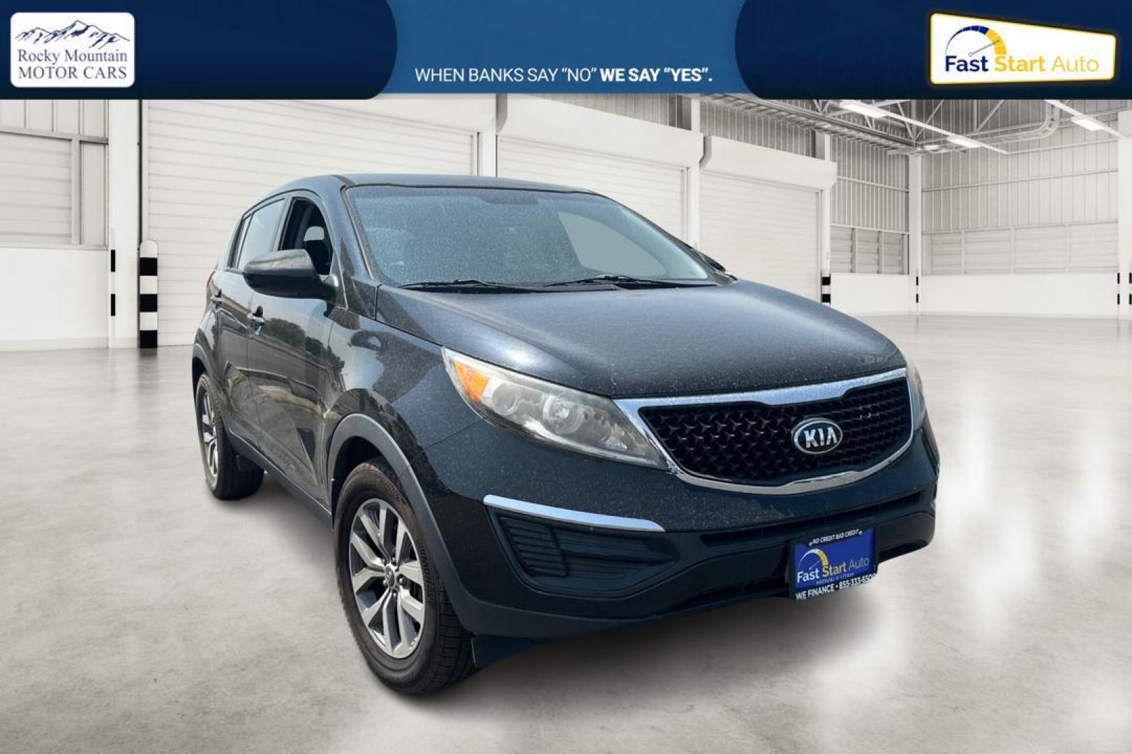 2015 Black Kia Sportage LX FWD (KNDPB3ACXF7) with an 2.4L V6 DOHC 24V engine, 6-Speed Automatic transmission, located at 7755 State Street, Midvale, UT, 84047, (801) 753-9063, 40.610329, -111.890656 - Photo#0