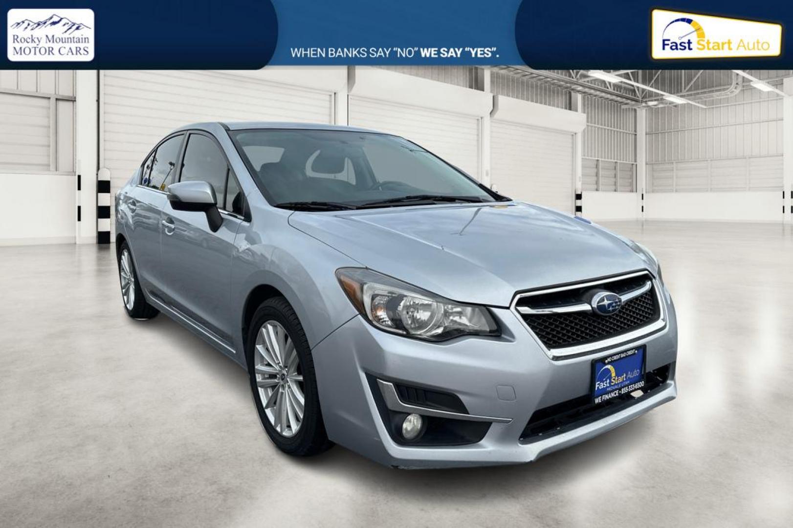 2015 Silver Subaru Impreza 2.0i Limited PZEV 4-Door (JF1GJAM63FH) with an 2.0L H4 DOHC 16V engine, Continuously Variable Transmission transmission, located at 344 S Washington Blvd, Ogden, UT, 84404, (801) 399-1799, 41.255482, -111.970848 - Photo#0