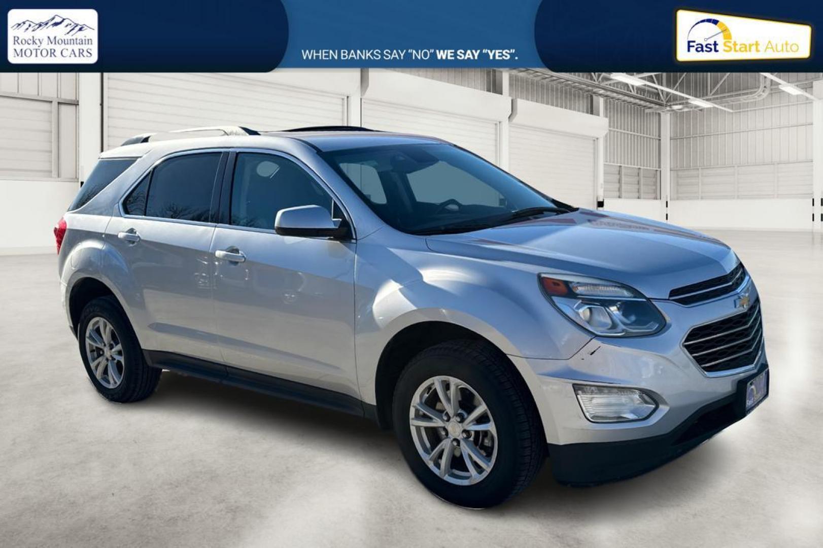 2016 Silver Chevrolet Equinox LT 2WD (2GNALCEKXG1) with an 2.4L L4 DOHC 16V FFV engine, 6A transmission, located at 7755 State Street, Midvale, UT, 84047, (801) 753-9063, 40.610329, -111.890656 - Photo#0