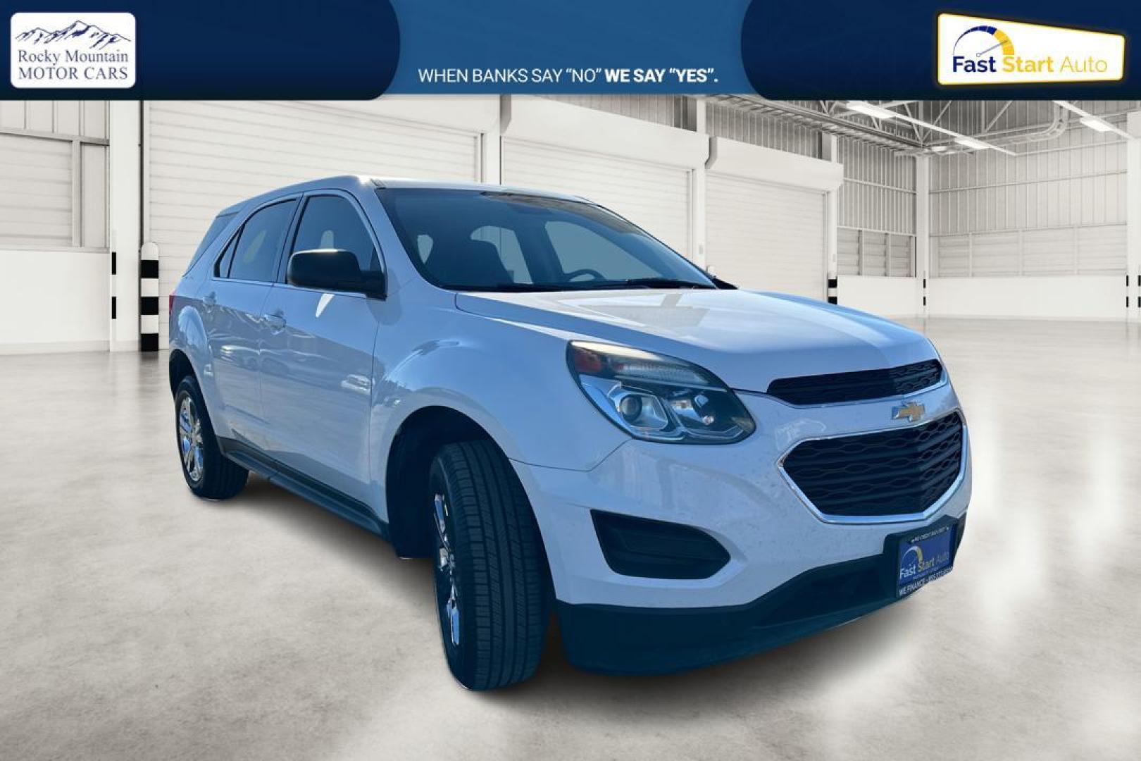 2016 White Chevrolet Equinox LS 2WD (2GNALBEK4G1) with an 2.4L L4 DOHC 16V FFV engine, 6A transmission, located at 7755 State Street, Midvale, UT, 84047, (801) 753-9063, 40.610329, -111.890656 - Photo#0