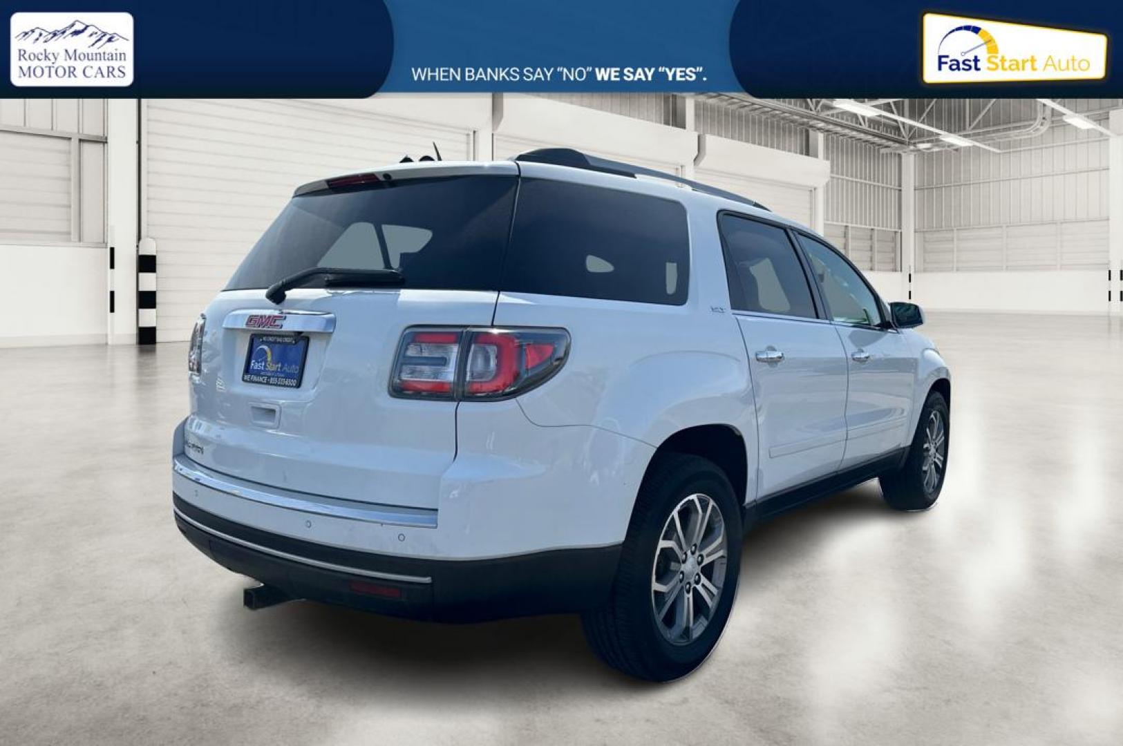 2016 White GMC Acadia SLT-1 FWD (1GKKRRKD6GJ) with an 3.6L V6 DOHC 24V engine, 6A transmission, located at 7755 State Street, Midvale, UT, 84047, (801) 753-9063, 40.610329, -111.890656 - Photo#2