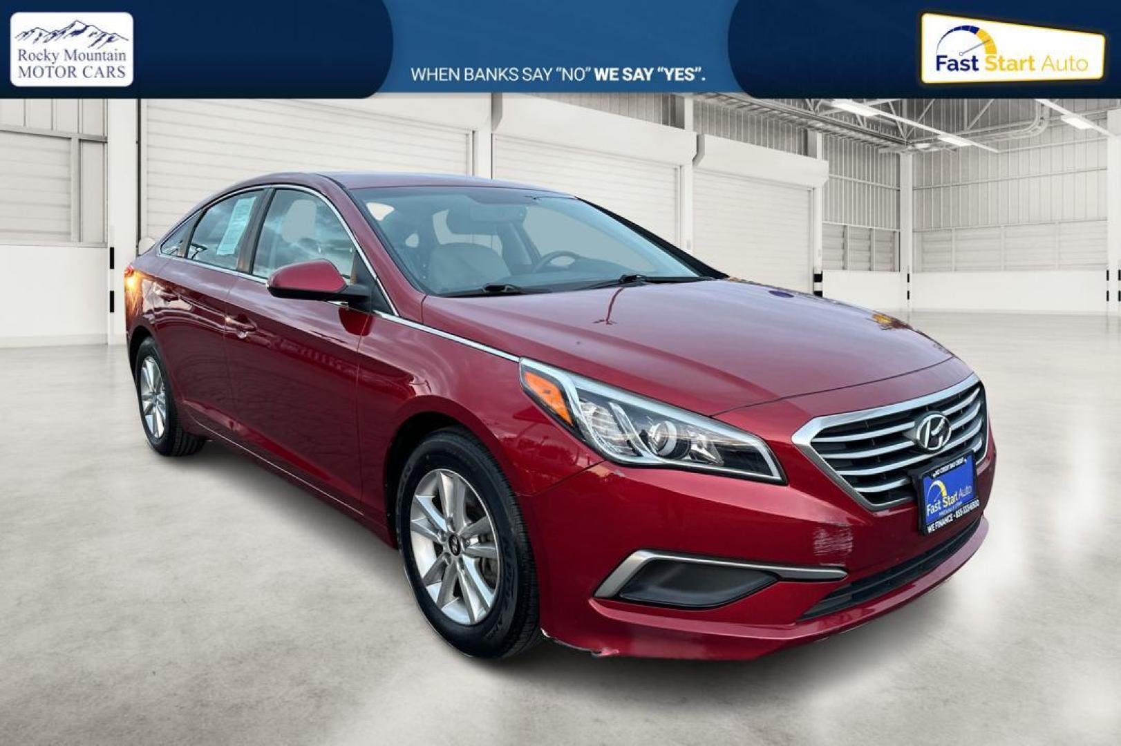 2016 Red Hyundai Sonata SE (5NPE24AF4GH) with an 2.4L L4 DOHC 16V engine, 7A transmission, located at 7755 State Street, Midvale, UT, 84047, (801) 753-9063, 40.610329, -111.890656 - Photo#0