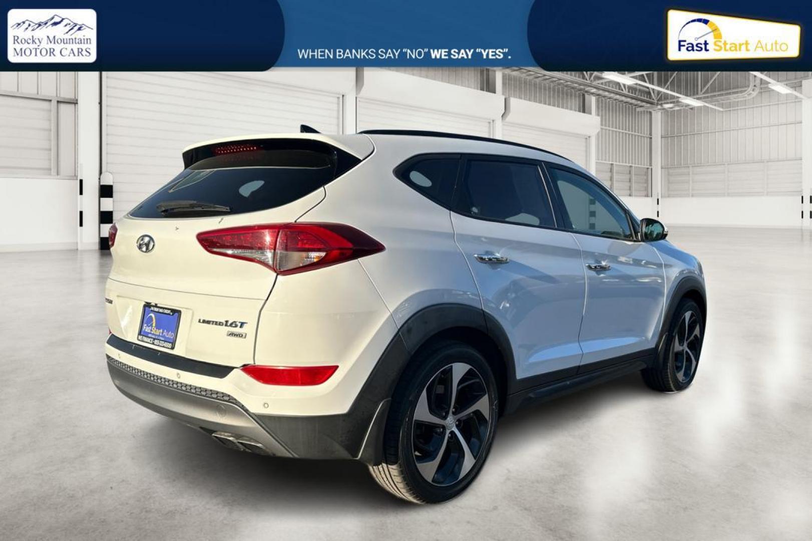 2016 White Hyundai Tucson Eco AWD (KM8J3CA29GU) with an 1.6L L4 DOHC 16V engine, 7A transmission, located at 7755 State Street, Midvale, UT, 84047, (801) 753-9063, 40.610329, -111.890656 - Photo#2