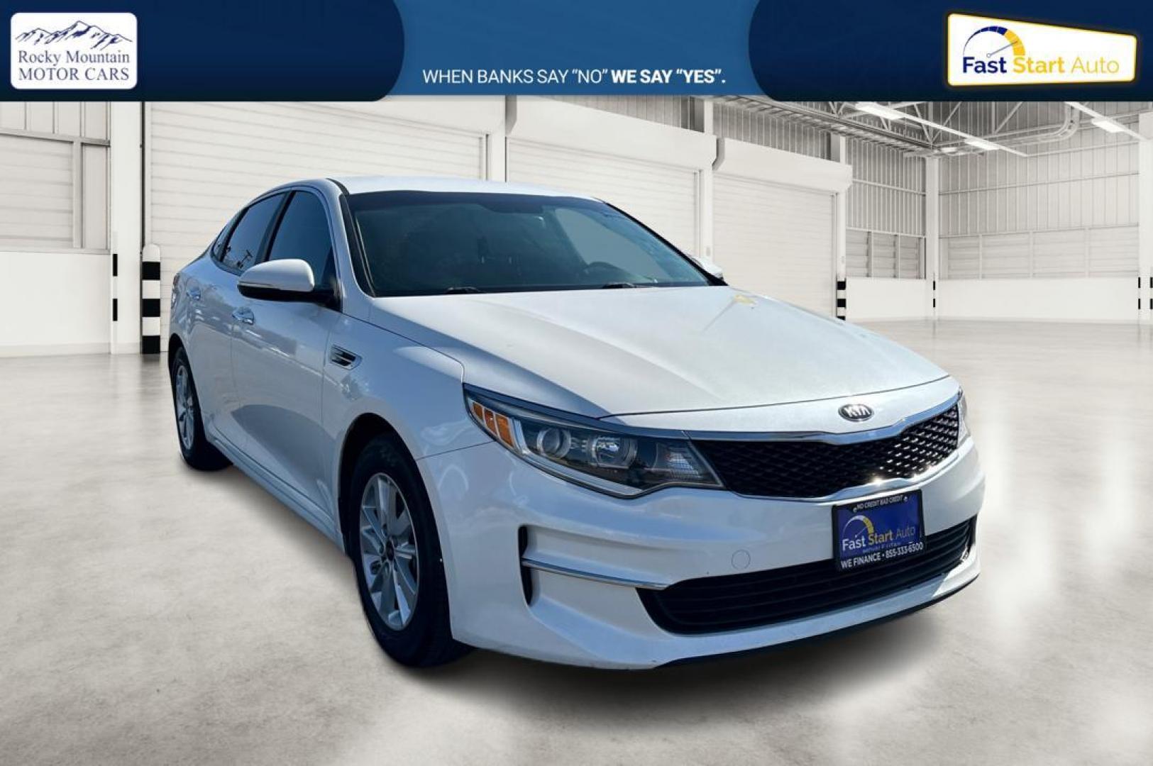 2016 White Kia Optima LX (KNAGT4L34G5) with an 2.4L L4 DOHC 16V engine, 6A transmission, located at 7755 State Street, Midvale, UT, 84047, (801) 753-9063, 40.610329, -111.890656 - Photo#0