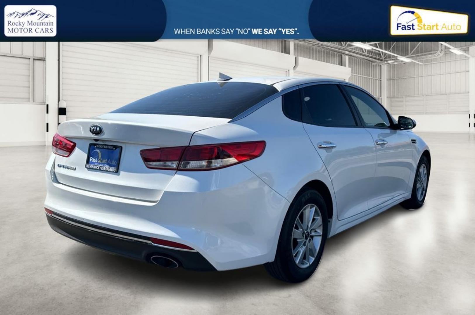 2016 White Kia Optima LX (KNAGT4L34G5) with an 2.4L L4 DOHC 16V engine, 6A transmission, located at 7755 State Street, Midvale, UT, 84047, (801) 753-9063, 40.610329, -111.890656 - Photo#2