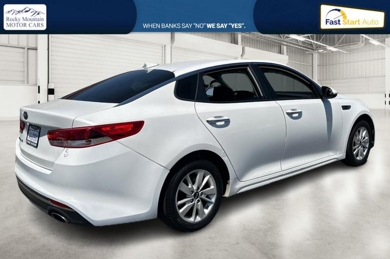 2016 White Kia Optima LX (KNAGT4L37G5) with an 2.4L L4 DOHC 16V engine, 6A transmission, located at 7755 State Street, Midvale, UT, 84047, (801) 753-9063, 40.610329, -111.890656 - Photo#2
