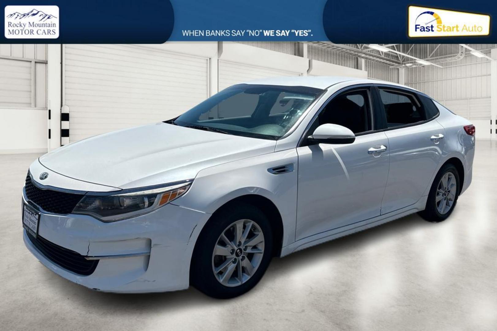 2016 White Kia Optima LX (KNAGT4L37G5) with an 2.4L L4 DOHC 16V engine, 6A transmission, located at 7755 State Street, Midvale, UT, 84047, (801) 753-9063, 40.610329, -111.890656 - Photo#6