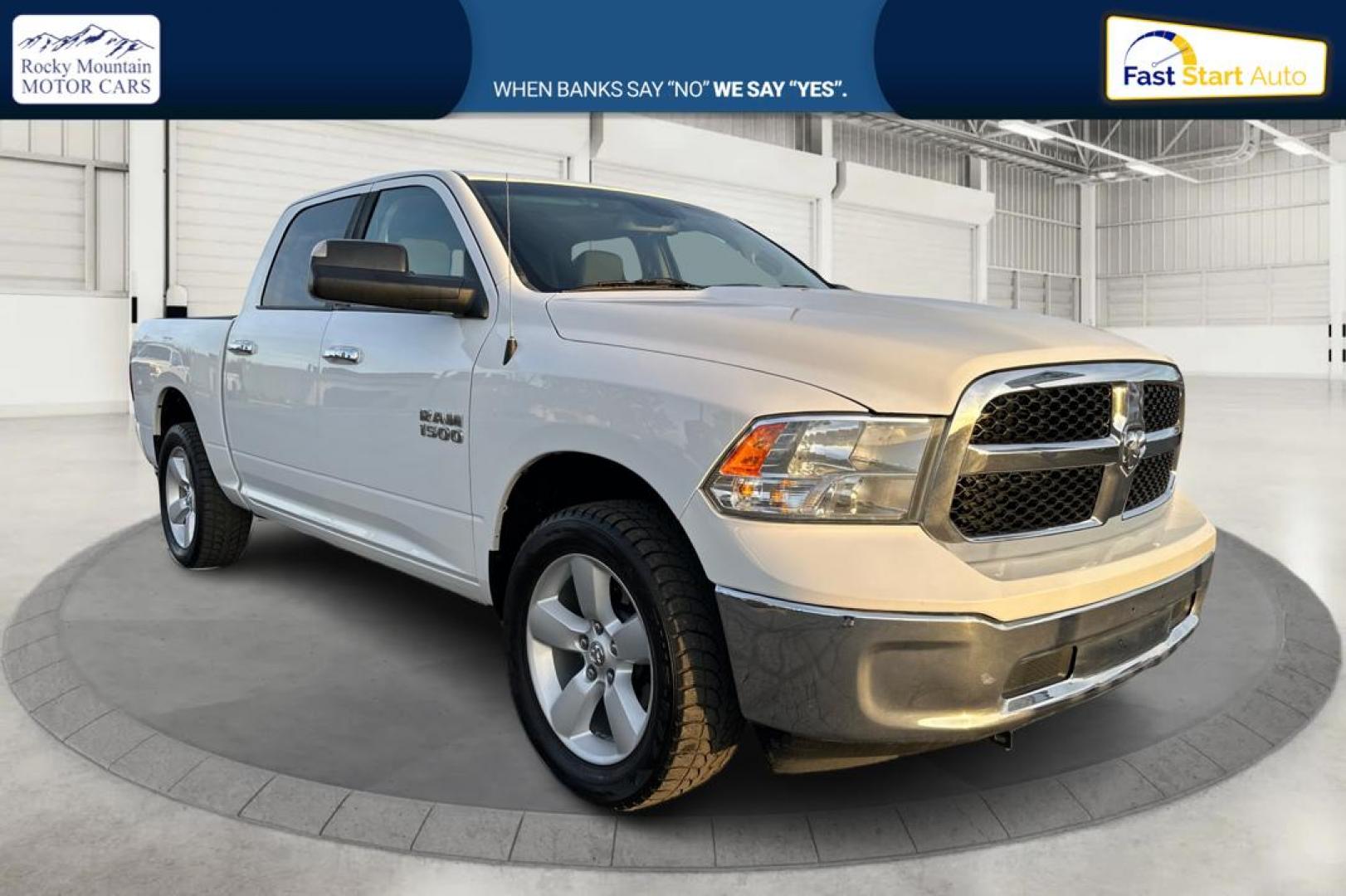 2016 White RAM 1500 SLT Crew Cab SWB 4WD (1C6RR7LG3GS) with an 3.6L V6 DOHC 24V FFV engine, 6A transmission, located at 767 S State Road, Pleasant Grove, UT, 84062, (801) 785-1058, 40.354839, -111.736687 - Photo#0