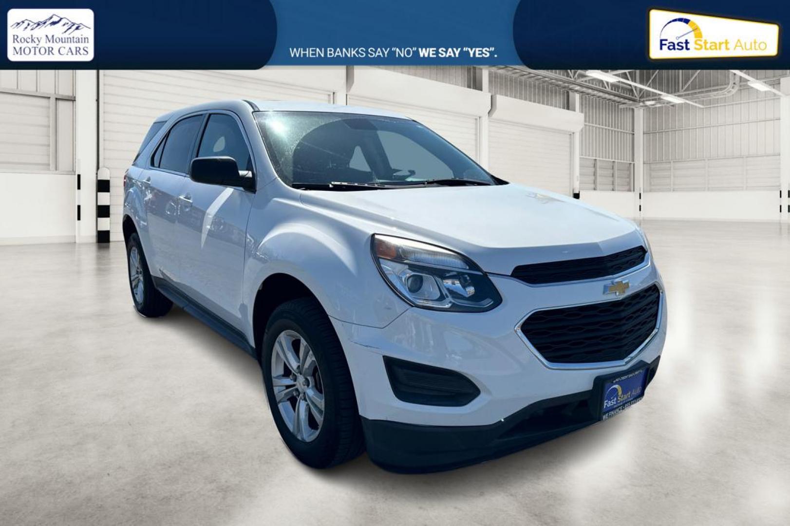 2017 White Chevrolet Equinox LS 2WD (2GNALBEK5H6) with an 2.4L L4 DOHC 16V FFV engine, 6A transmission, located at 7755 State Street, Midvale, UT, 84047, (801) 753-9063, 40.610329, -111.890656 - Photo#0