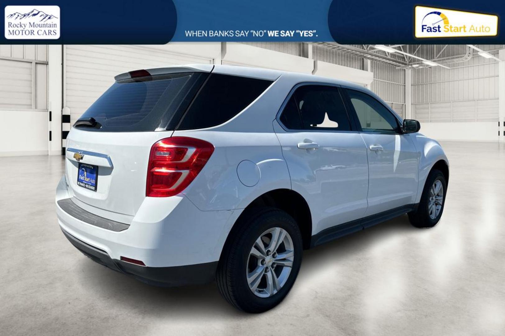 2017 White Chevrolet Equinox LS 2WD (2GNALBEK5H6) with an 2.4L L4 DOHC 16V FFV engine, 6A transmission, located at 7755 State Street, Midvale, UT, 84047, (801) 753-9063, 40.610329, -111.890656 - Photo#2