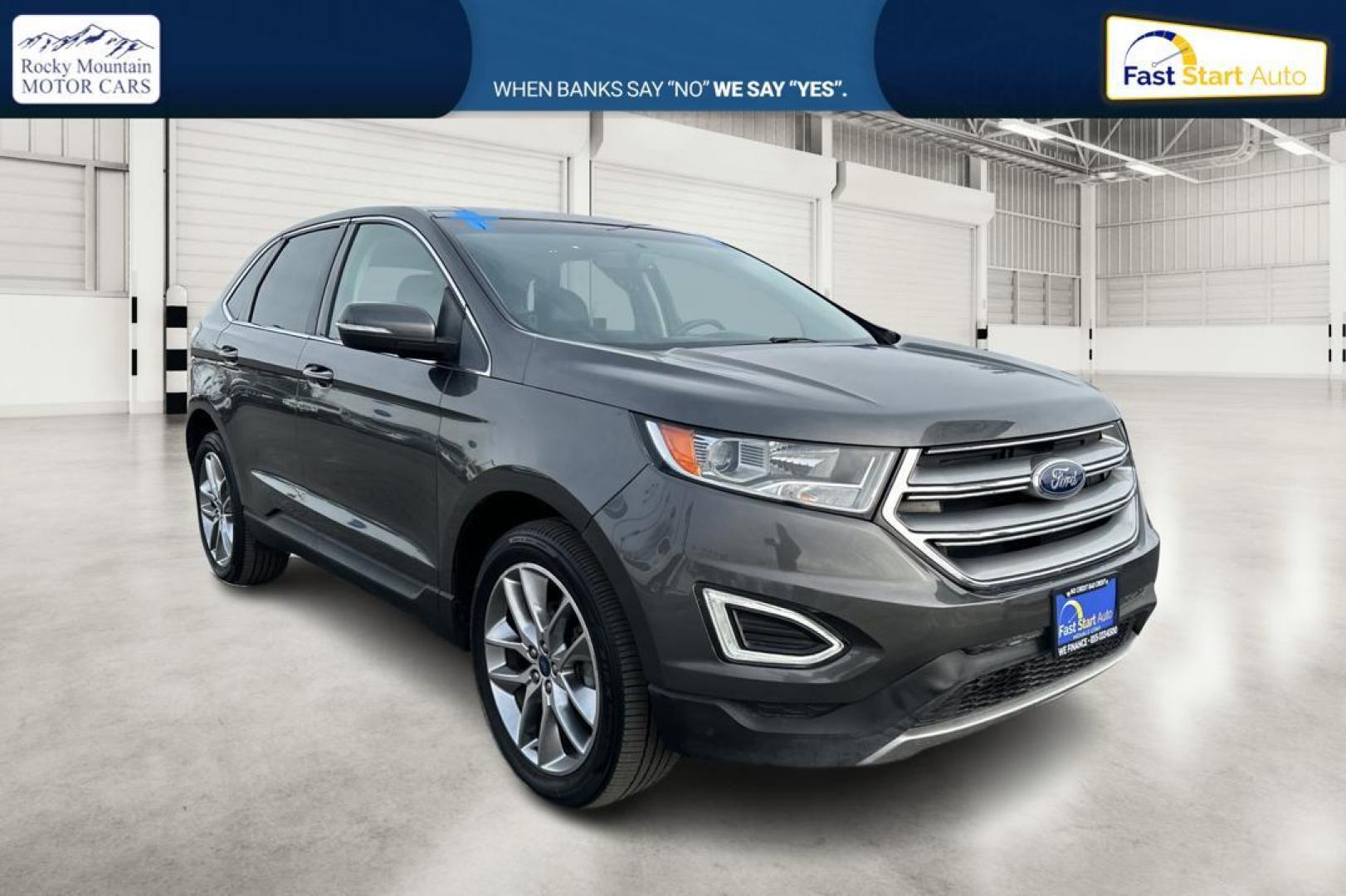 2017 Gray Ford Edge Titanium (2FMPK3K95HB) with an 2.0L L4 DOHC 16V engine, 6A transmission, located at 7755 State Street, Midvale, UT, 84047, (801) 753-9063, 40.610329, -111.890656 - Photo#0