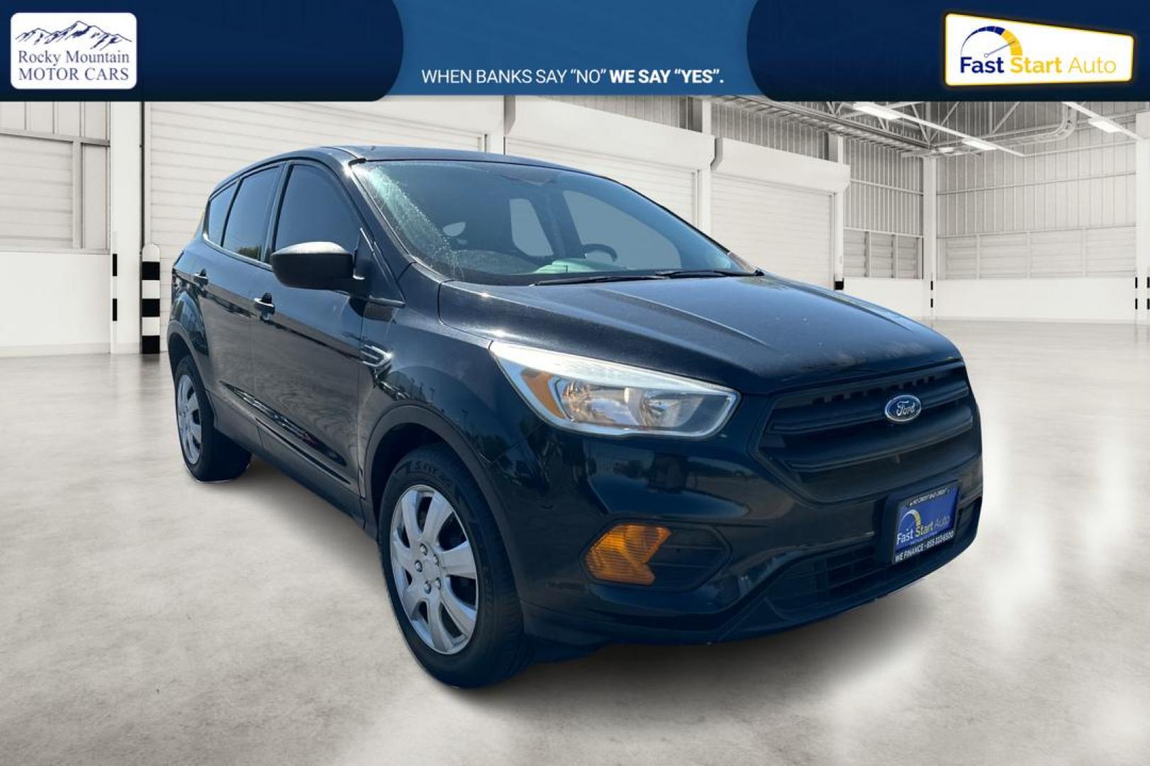 2017 Black Ford Escape S FWD (1FMCU0F75HU) with an 2.5L L4 DOHC 16V engine, 6A transmission, located at 7755 State Street, Midvale, UT, 84047, (801) 753-9063, 40.610329, -111.890656 - Photo#0