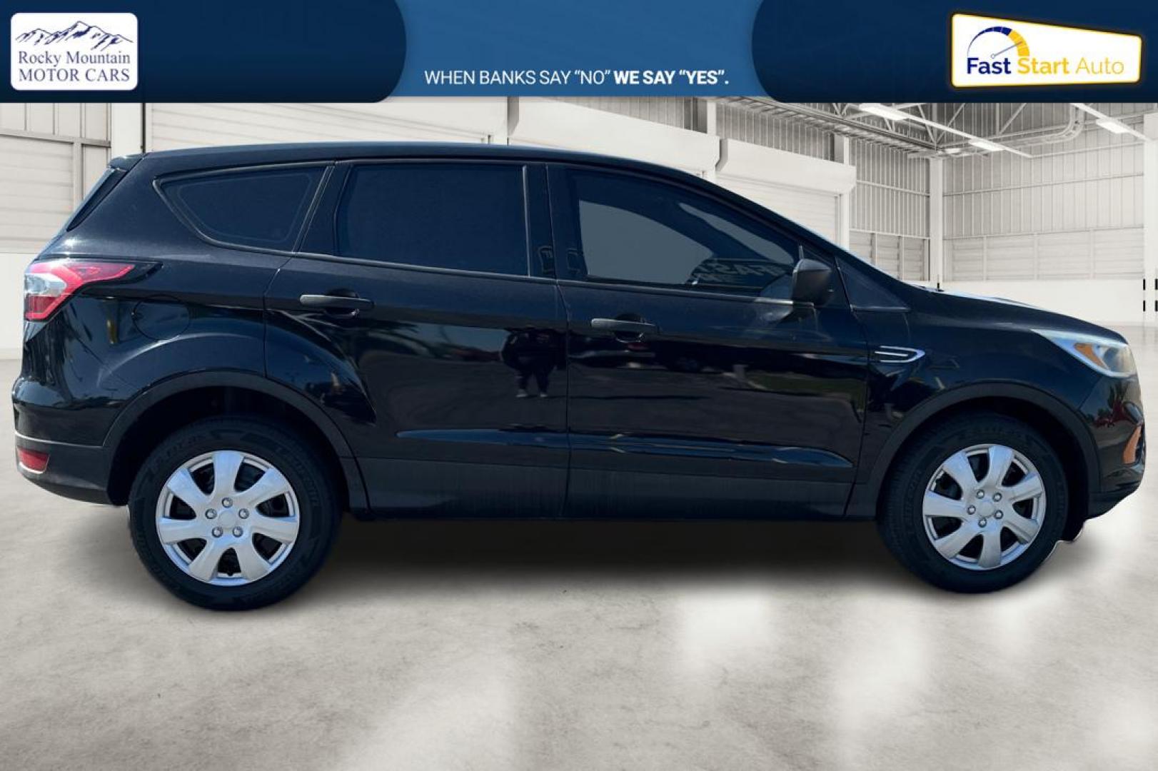 2017 Black Ford Escape S FWD (1FMCU0F75HU) with an 2.5L L4 DOHC 16V engine, 6A transmission, located at 7755 State Street, Midvale, UT, 84047, (801) 753-9063, 40.610329, -111.890656 - Photo#1