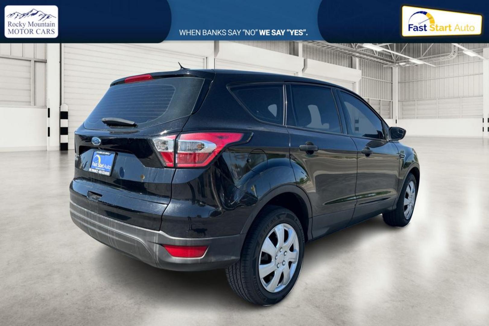 2017 Black Ford Escape S FWD (1FMCU0F75HU) with an 2.5L L4 DOHC 16V engine, 6A transmission, located at 7755 State Street, Midvale, UT, 84047, (801) 753-9063, 40.610329, -111.890656 - Photo#2