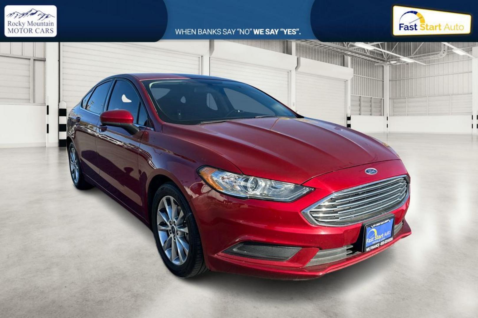 2017 Red Ford Fusion SE (3FA6P0H79HR) with an 2.5L L4 DOHC 16V engine, 6A transmission, located at 767 S State Road, Pleasant Grove, UT, 84062, (801) 785-1058, 40.354839, -111.736687 - Photo#0