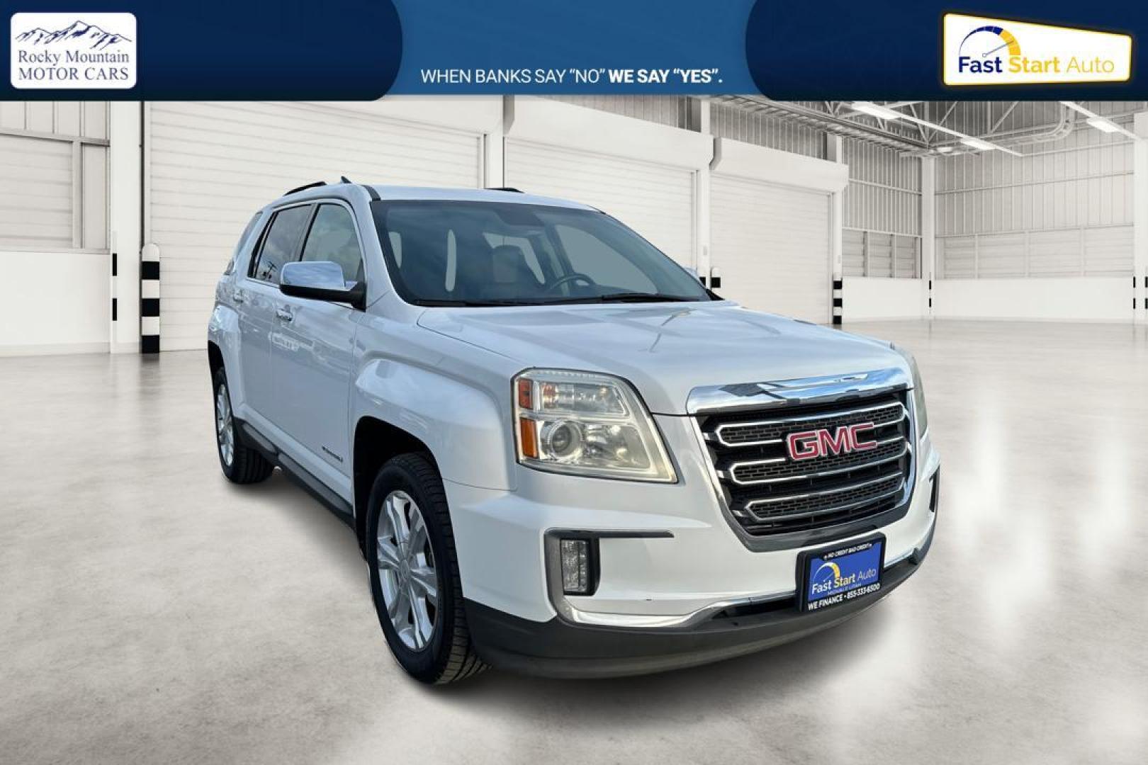 2017 White GMC Terrain SLT FWD (2GKALPEK9H6) with an 2.4L L4 DOHC 16V engine, 6A transmission, located at 7755 State Street, Midvale, UT, 84047, (801) 753-9063, 40.610329, -111.890656 - Photo#0