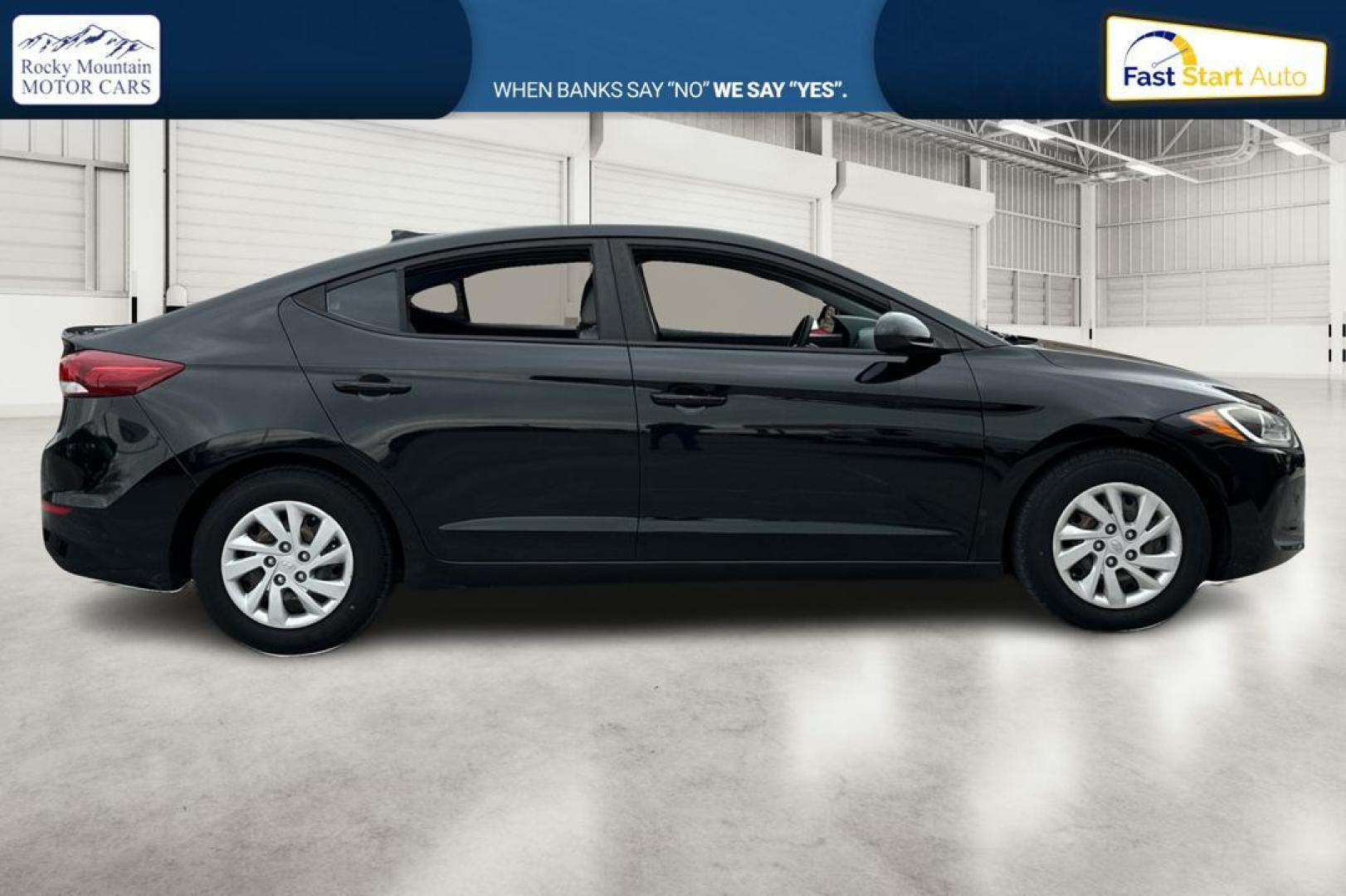 2017 Black Hyundai Elantra SE 6AT (KMHD74LF5HU) with an 1.8L L4 DOHC 16V engine, 6A transmission, located at 7755 State Street, Midvale, UT, 84047, (801) 753-9063, 40.610329, -111.890656 - Photo#1