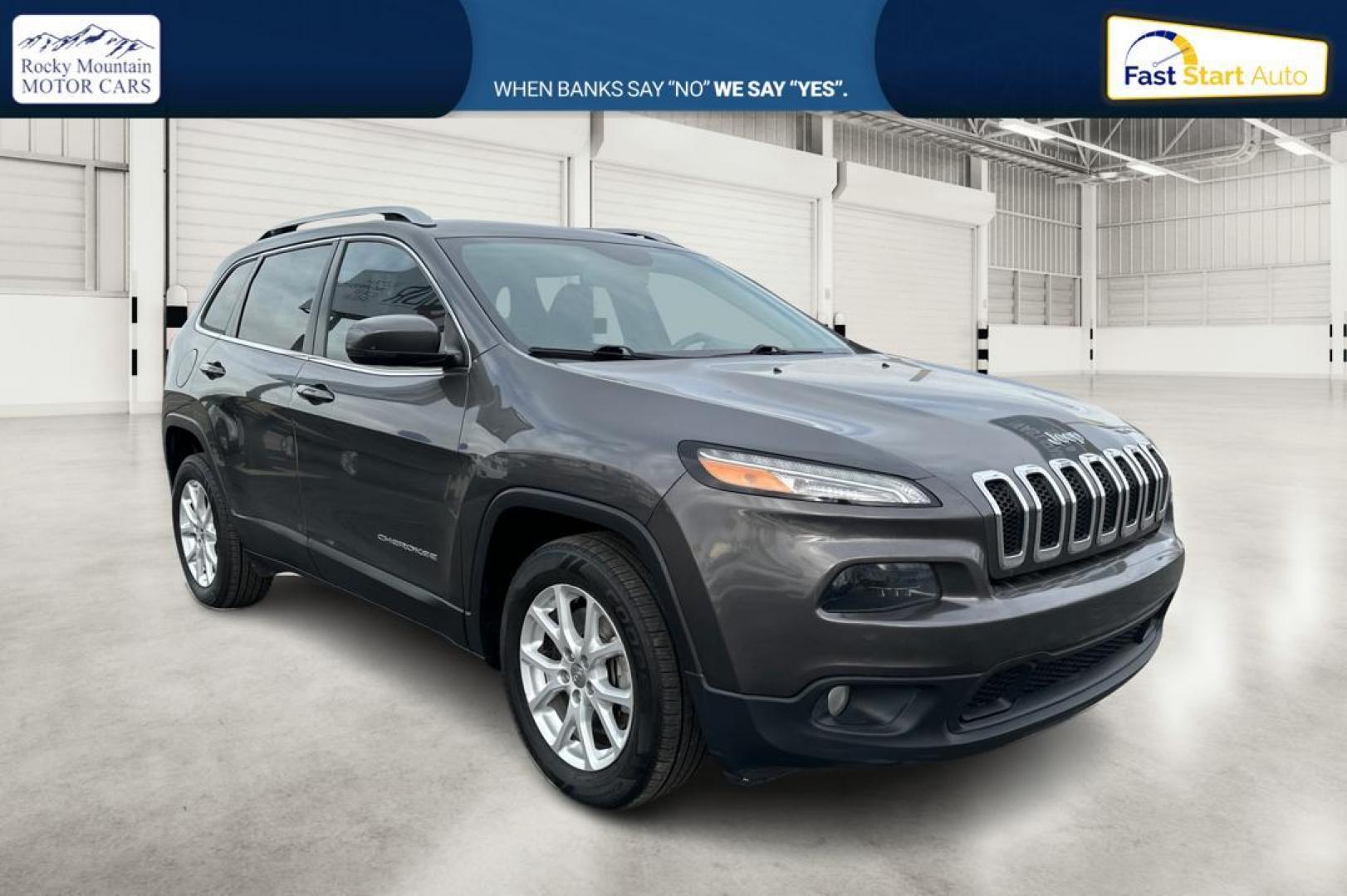 2017 Gray Jeep Cherokee Latitude FWD (1C4PJLCS5HW) with an 3.2L V6 DOHC 24V engine, 9A transmission, located at 7755 State Street, Midvale, UT, 84047, (801) 753-9063, 40.610329, -111.890656 - Photo#0