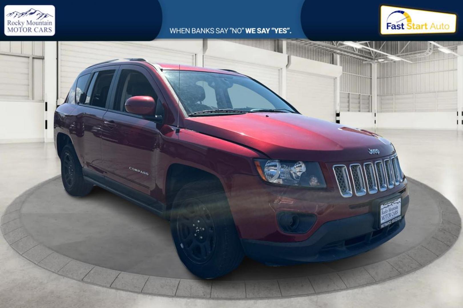 2017 Red Jeep Compass Latitude FWD (1C4NJCEB3HD) with an 2.4L L4 DOHC 16V engine, CVT transmission, located at 767 S State Road, Pleasant Grove, UT, 84062, (801) 785-1058, 40.354839, -111.736687 - Photo#0